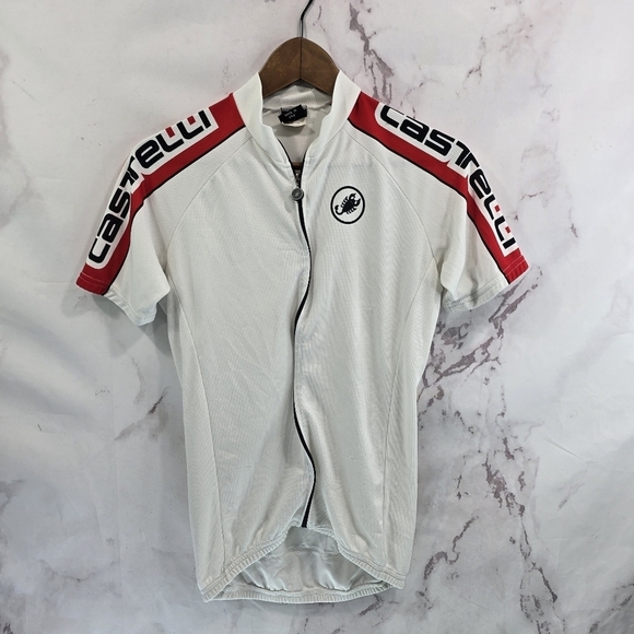 Castelli Cycling Jersey Womens Large Red Black White Bike Pocket Zip - Picture 1 of 10